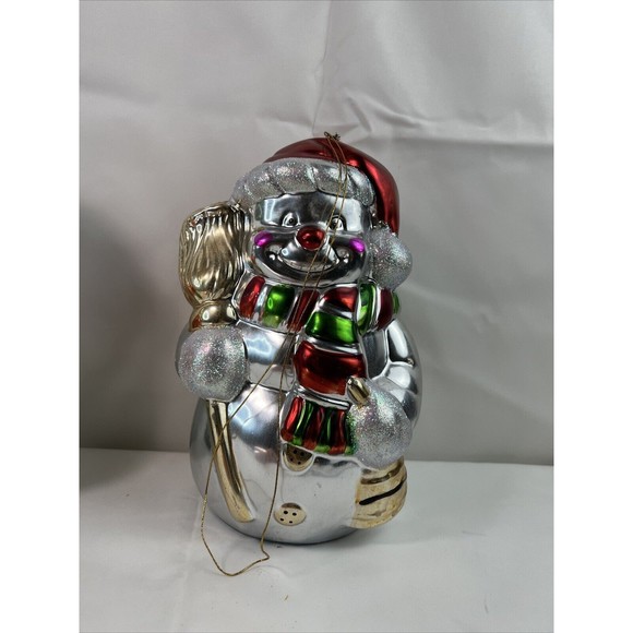 Snowman Christmas Ornament -Mercury Glass - Large 9” Tall - Picture 1 of 9